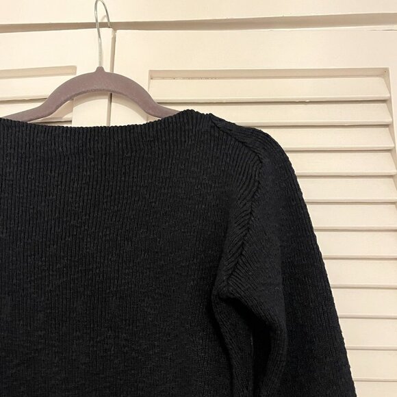 J. Peterman sweater women crewneck boatneck ribbed textured navy blue XS - Picture 8 of 9